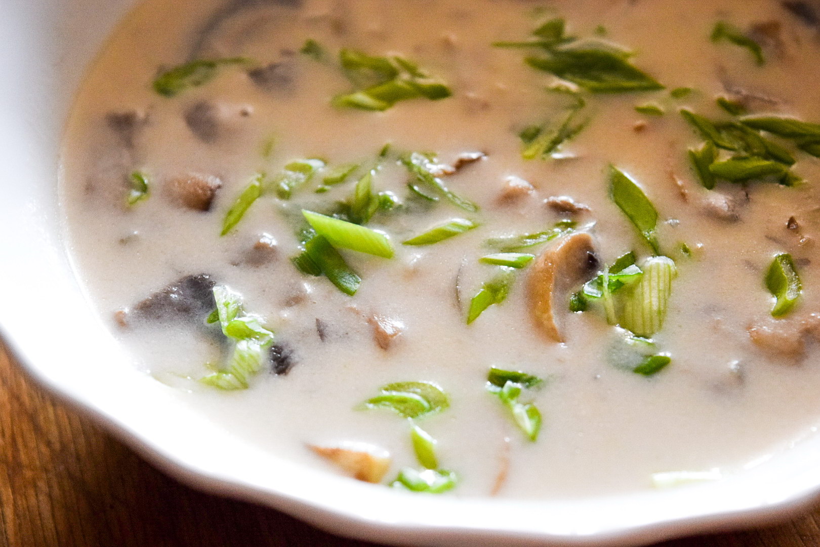 Сливочный суп из шампиньонов с луком-пореем
