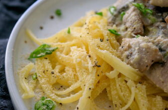 Паста с грибами в сливочном соусе без глютена и лактозы